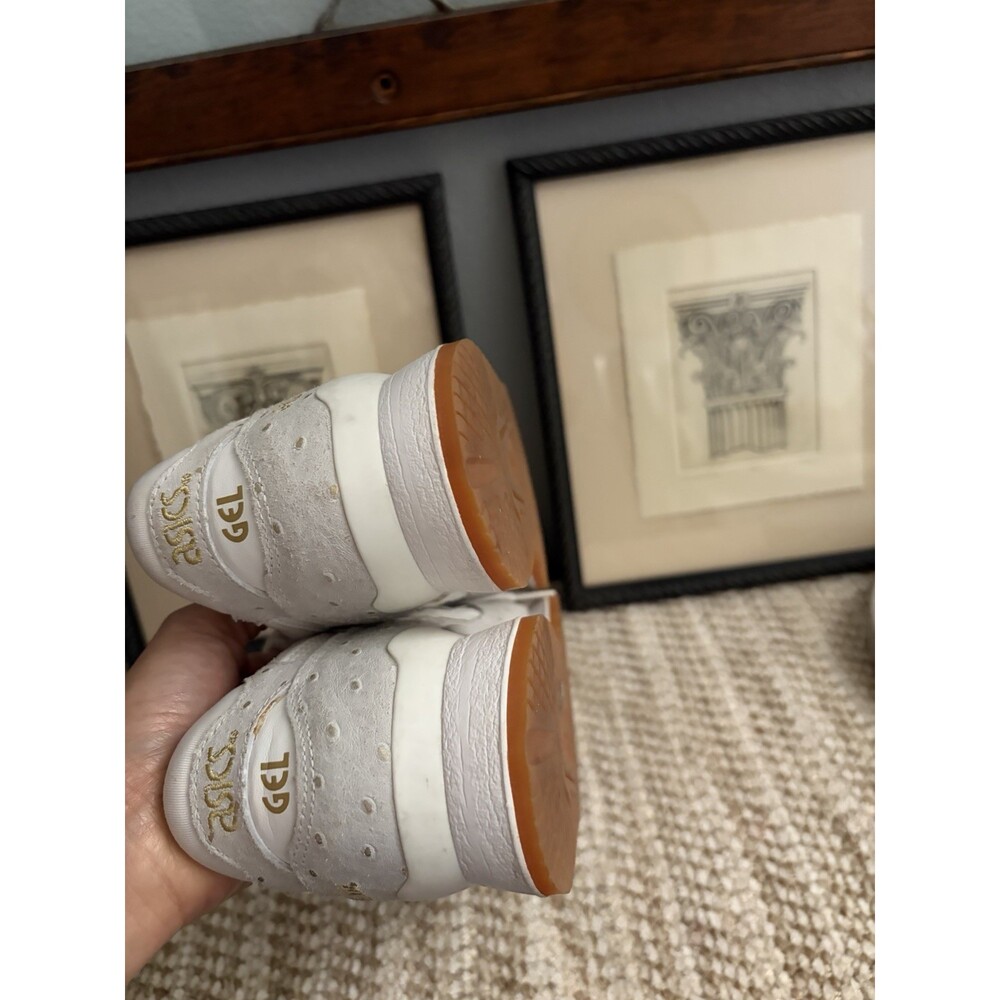 ASICS Gel lyte III Sneaker Women’s 7.5M White Metallic Gold Ostrich Valentine - Picture 6 of 7